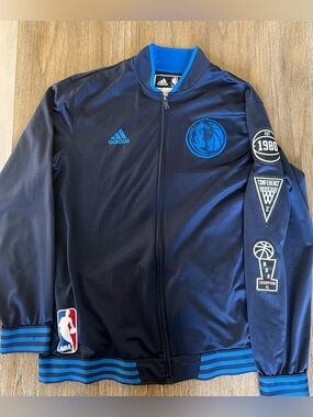 adidas Navy and Light Blue Dallas Mavericks Practice Jacket